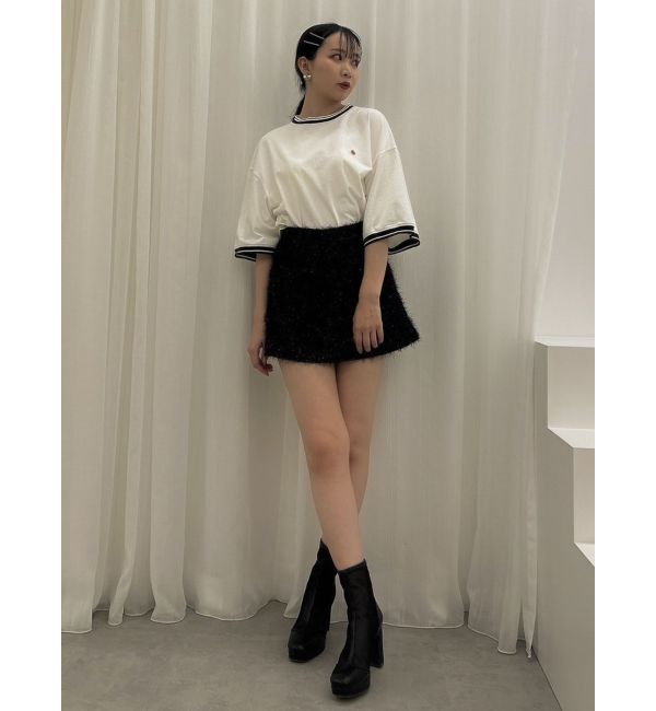 dazzlin「レースアップラメシャギーミニスカート」|スカート|