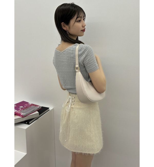 dazzlin「レースアップラメシャギーミニスカート」|スカート|