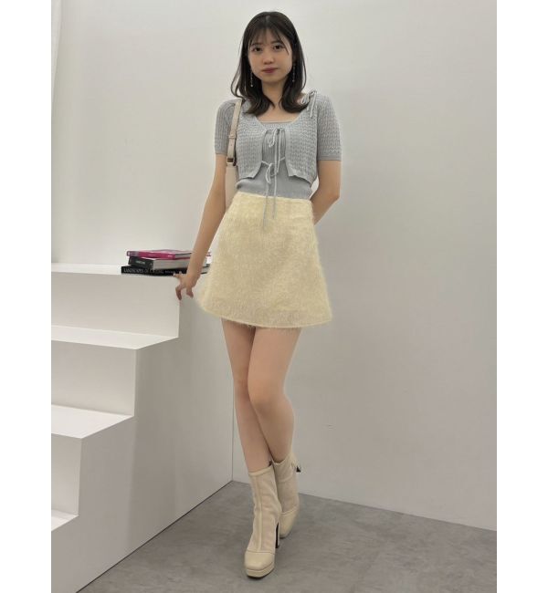 dazzlin「レースアップラメシャギーミニスカート」|スカート|