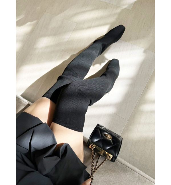 dazzlin「サイハイスリムニットブーツ」|ロングブーツ|