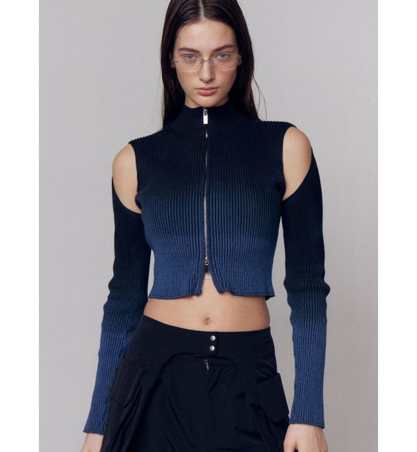 EMODA「グラデーションリブジップニット」|ニット・セーター|ブラック