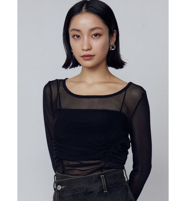 EMODA「チョーカーリボンシアートップ」|Tシャツ・カットソー|ブラック