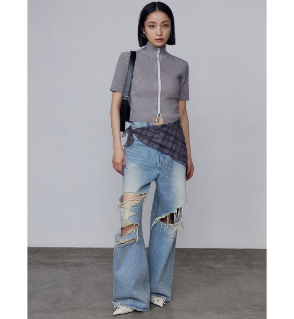 EMODA「プレーティングハーフリブジップニット」|ニット・セーター|