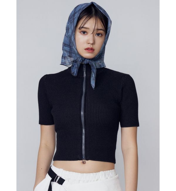 EMODA「プレーティングハーフリブジップニット」|ニット・セーター|ブラック