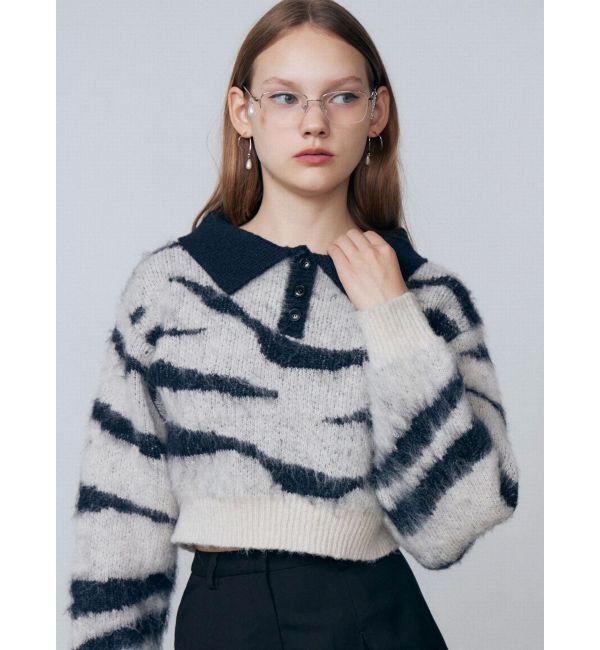 EMODA「アートゼブラカラーニット」|ニット・セーター|アイボリー