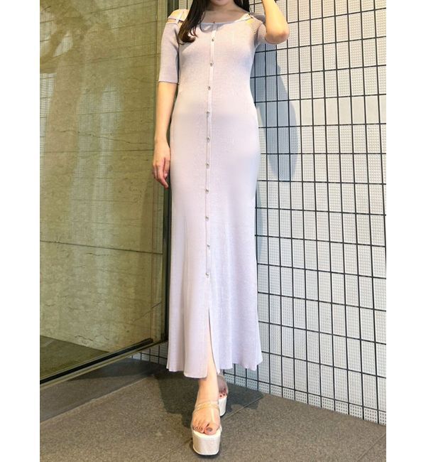 MERCURYDUO「2WAYナローストラップ釦付きニットワンピース」|ワンピース|