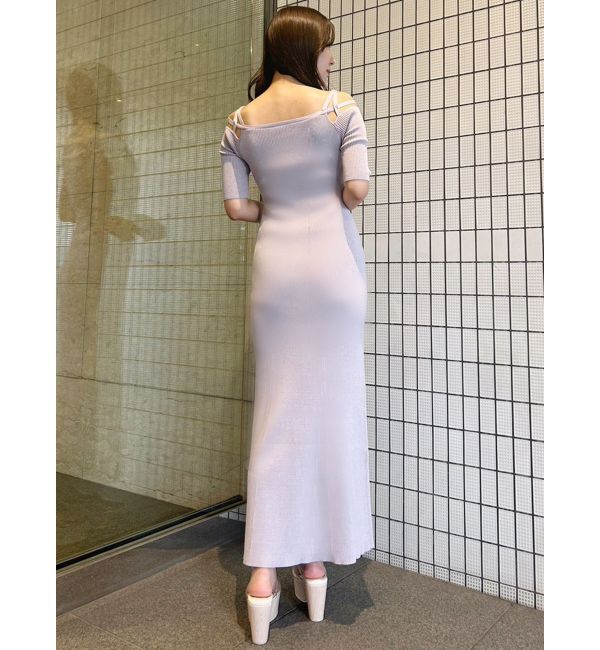 MERCURYDUO「2WAYナローストラップ釦付きニットワンピース」|ワンピース|