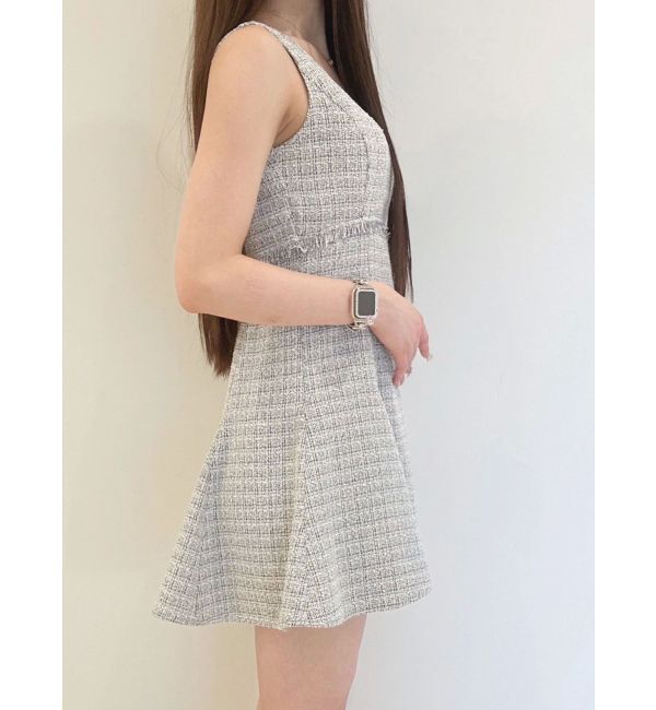 MERCURYDUO「カットアウトツイードミニマーメイドワンピース」|ワンピース|
