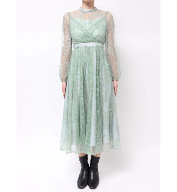 MERCURYDUO「レースギャザーフレアワンピース」|ワンピース|