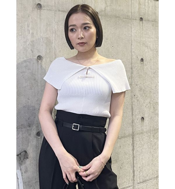 MURUA「オフショルチャイナボタンニット」|ニット・セーター|