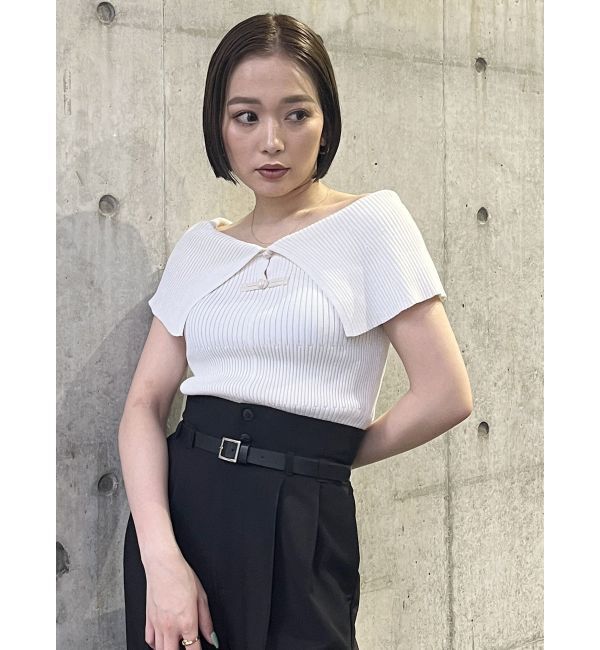 MURUA「オフショルチャイナボタンニット」|ニット・セーター|