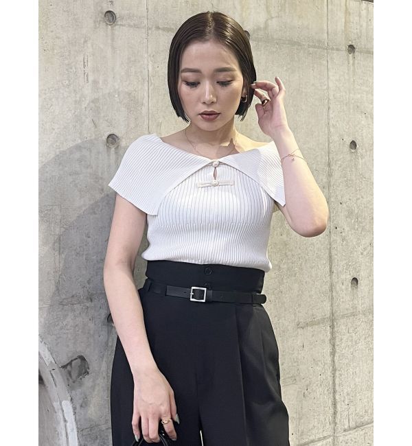 MURUA「オフショルチャイナボタンニット」|ニット・セーター|