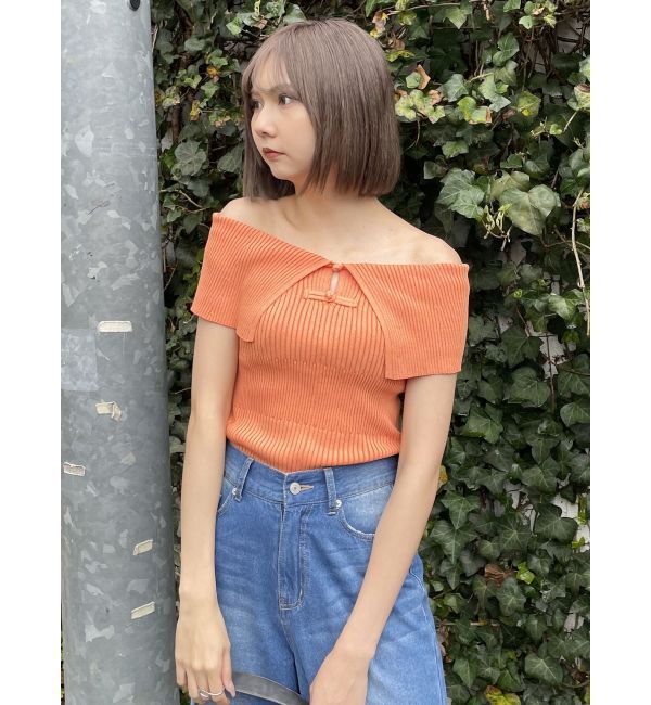 MURUA「オフショルチャイナボタンニット」|ニット・セーター|