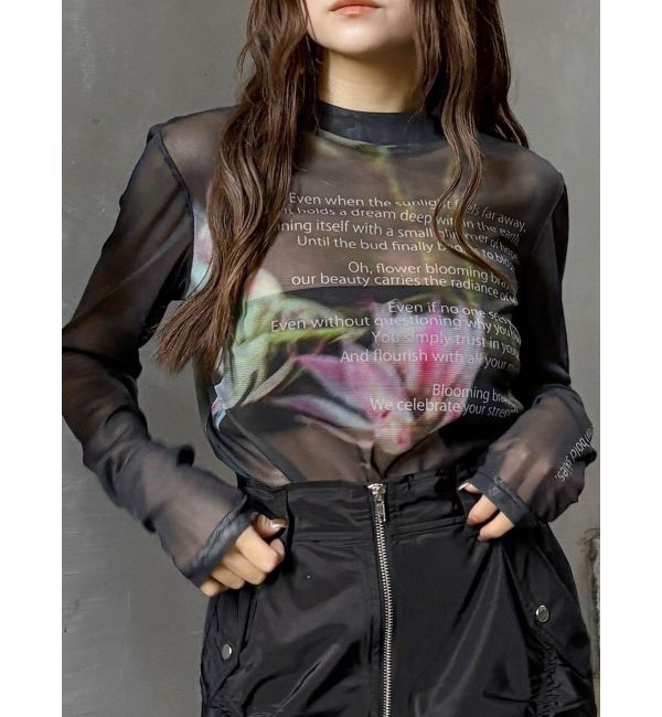 MURUA「フォトプリントシアートップス」|Tシャツ・カットソー|ブラック