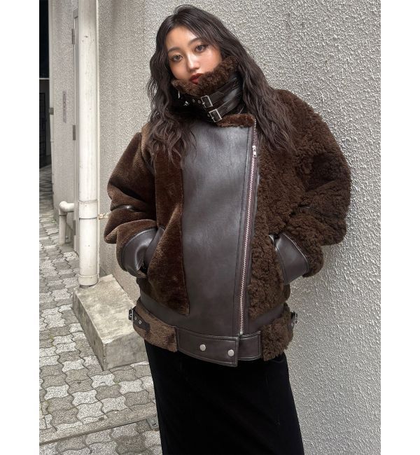 MURUA「ミックスファーフェイクムートン」|ブルゾン・スタジャン|