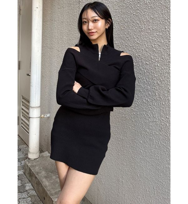 MURUA「カシュクールZIPニットワンピース」|ワンピース|