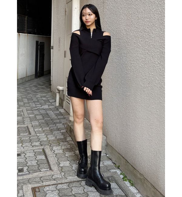 MURUA「カシュクールZIPニットワンピース」|ワンピース|