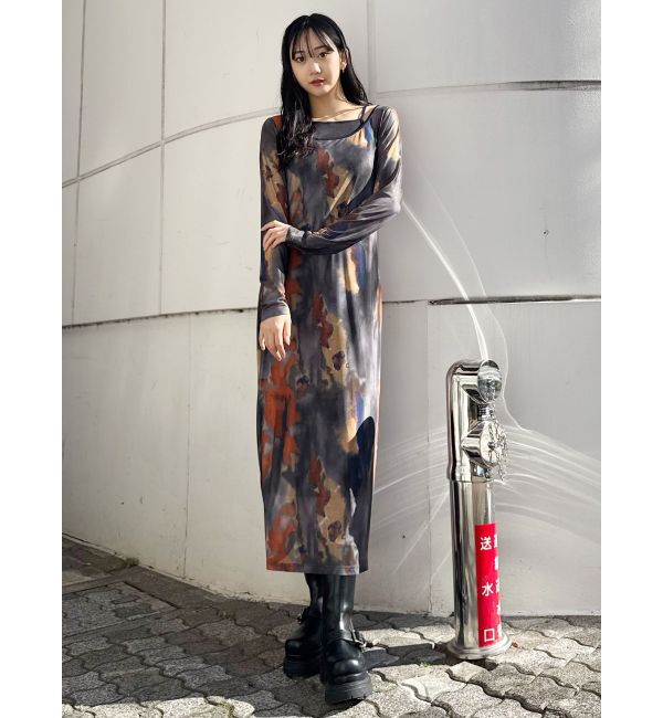 MURUA「レイヤードパターンシアーワンピース」|ワンピース|