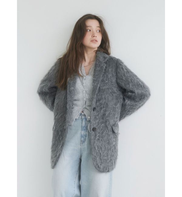 Ungrid「起毛ルーズジャケット」|テーラードジャケット|グレー