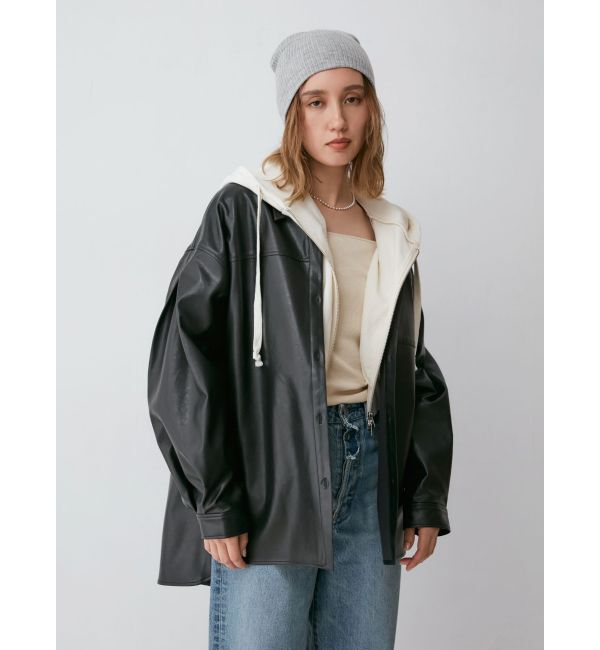 Ungrid「スリーブデザインフェイクレザーシャツ」|シャツ・ブラウス|