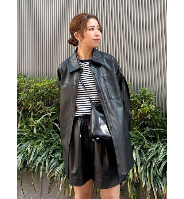 Ungrid「スリーブデザインフェイクレザーシャツ」|シャツ・ブラウス|
