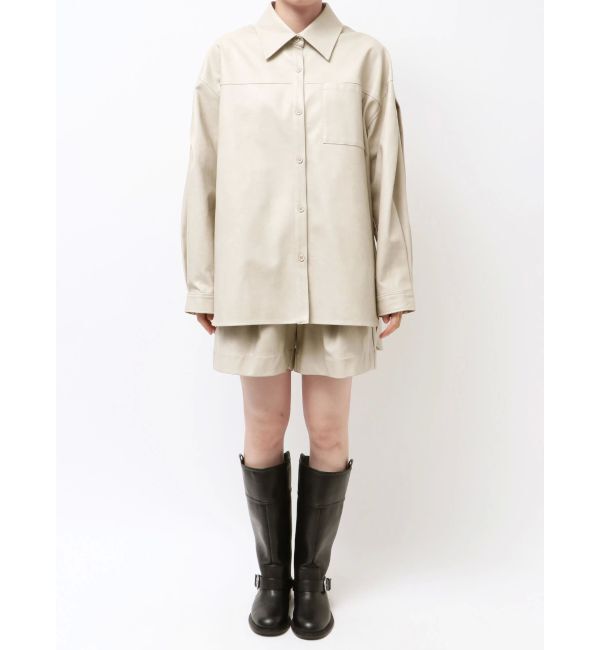 Ungrid「スリーブデザインフェイクレザーシャツ」|シャツ・ブラウス|
