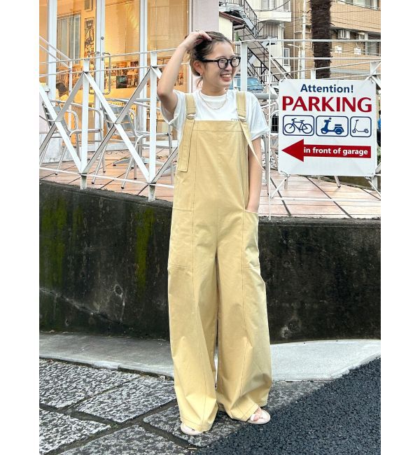 Ungrid「【WEB限定】ステッチデザインサロペット」|オールインワン|ベージュ