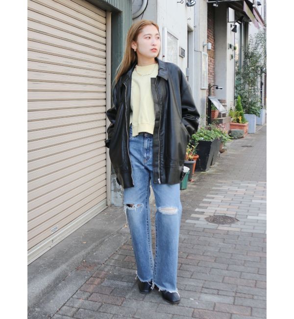 Ungrid「カットオフダメージストレートデニム」|デニム|