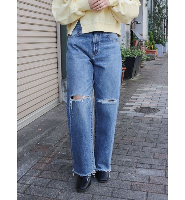 Ungrid「カットオフダメージストレートデニム」|デニム|