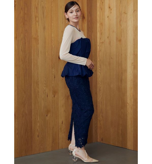 LAGUNAMOON「LADYフォルムペプラムレースドレス」|ドレス|