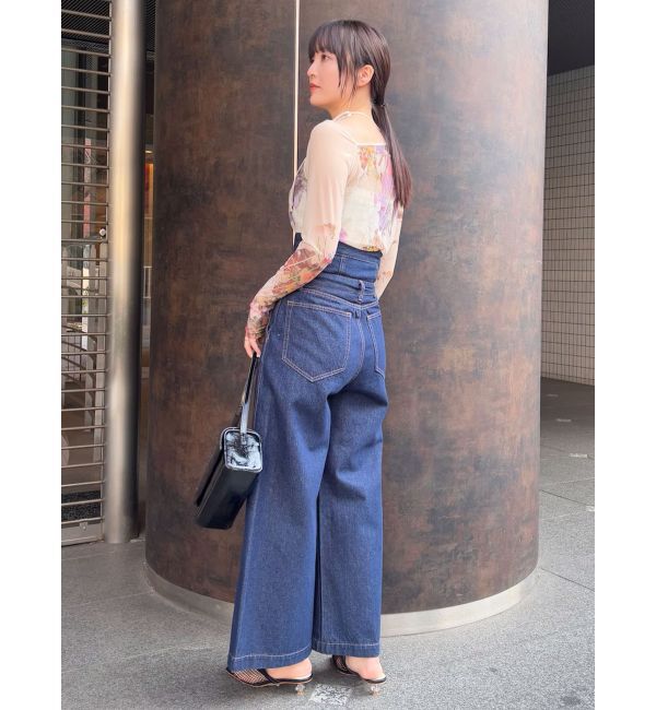 LAGUNAMOON「ハイウエストデニムバギーパンツ」|デニム|
