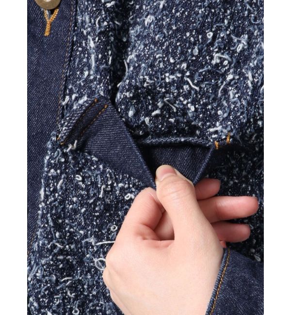 LAGUNAMOON「ツイードライクノーカラーデニムジャケット」|デニムジャケット|