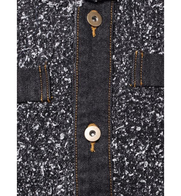 LAGUNAMOON「ツイードライクノーカラーデニムジャケット」|デニムジャケット|