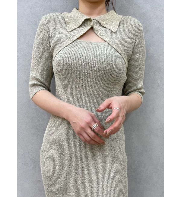 LAGUNAMOON「【追加生産】クロップドカーデセットニットワンピース」|ワンピース|ベージュ