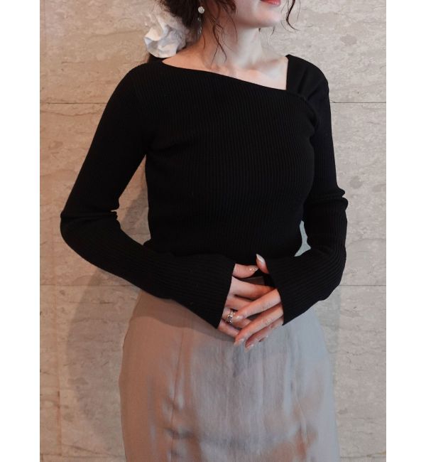 LAGUNAMOON「【REVIVAL】アシンメトリータックニットプルオーバー」|ニット・セーター|