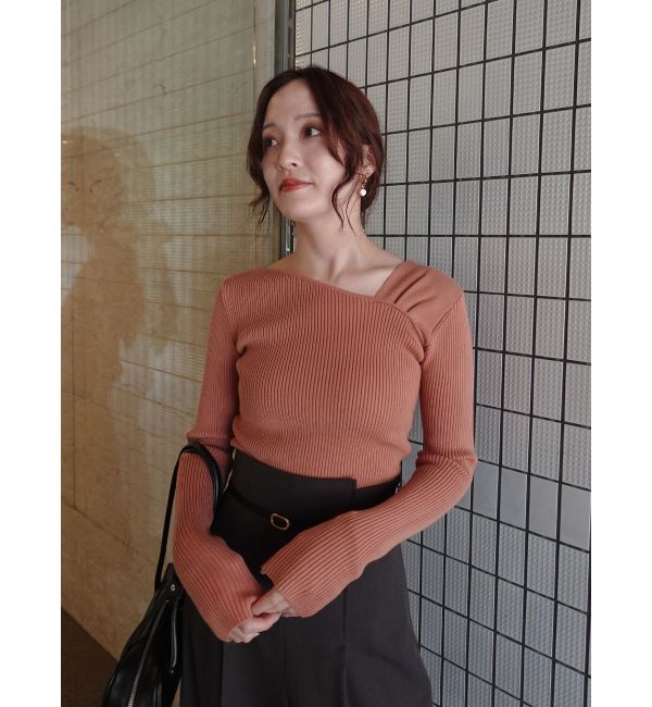 LAGUNAMOON「【REVIVAL】アシンメトリータックニットプルオーバー」|ニット・セーター|