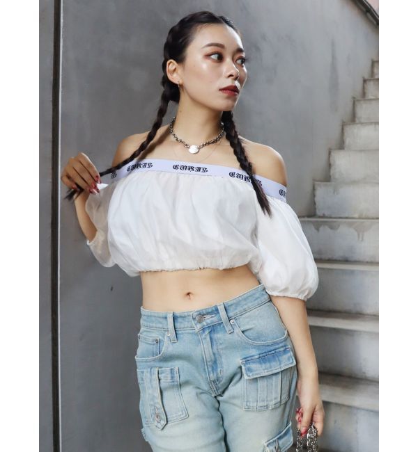 EVRIS「ロゴラインオフショルトップス」|シャツ・ブラウス|