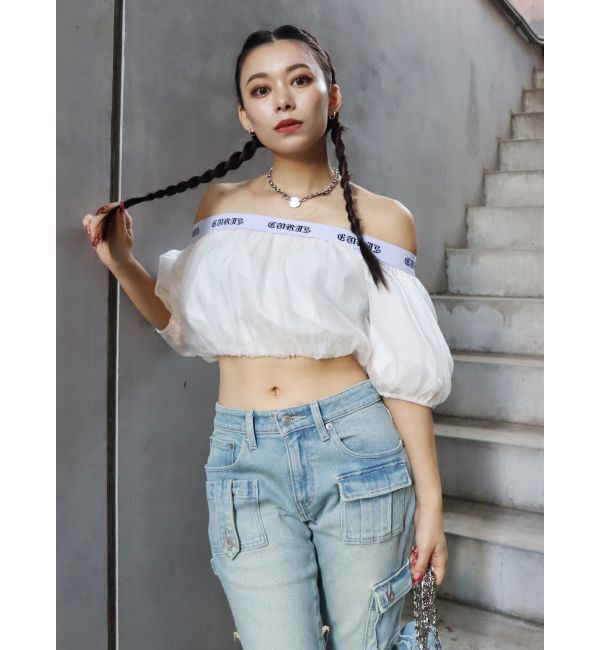 EVRIS「ロゴラインオフショルトップス」|シャツ・ブラウス|