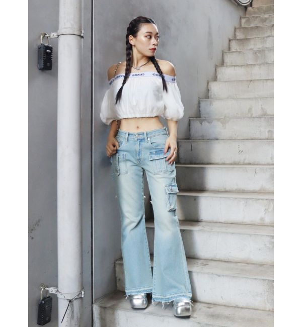 EVRIS「ロゴラインオフショルトップス」|シャツ・ブラウス|