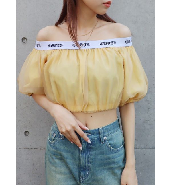 EVRIS「ロゴラインオフショルトップス」|シャツ・ブラウス|イエロー