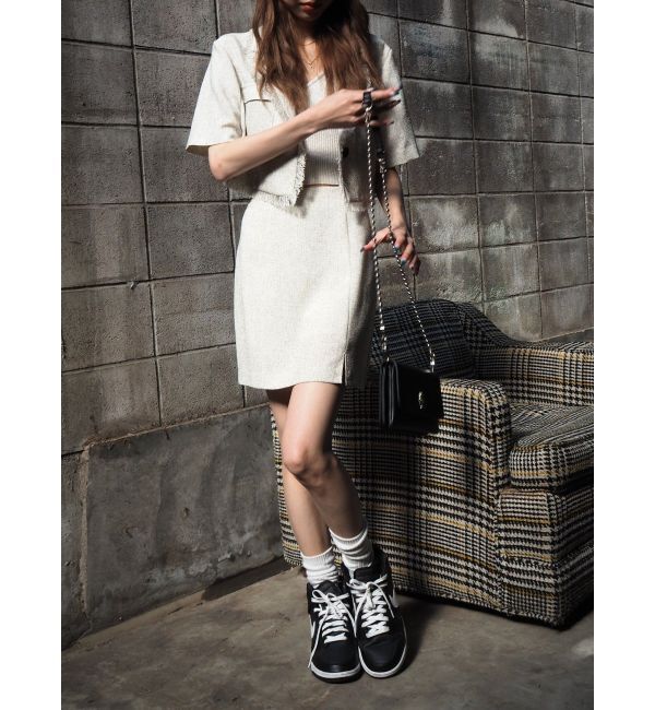 EVRIS「ハーフスリーブフリンジジャケット【セットアップ着用可能】」|テーラードジャケット|