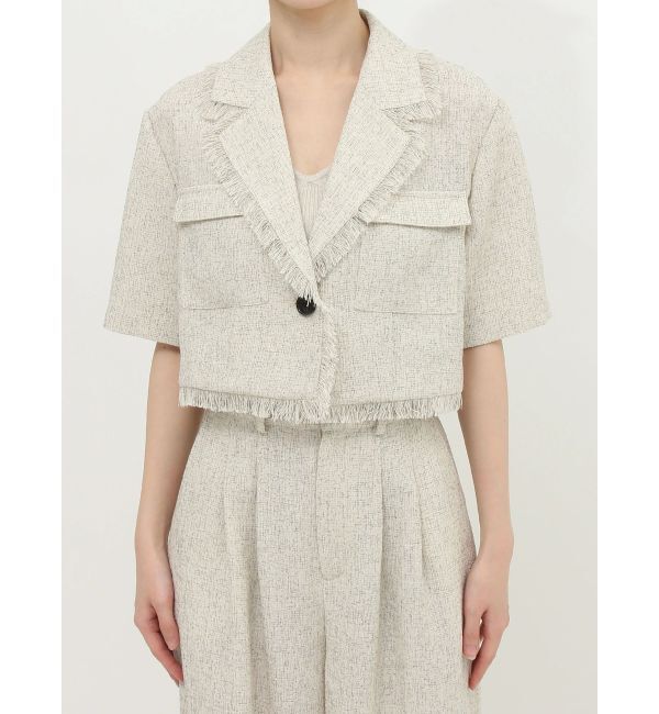 EVRIS「ハーフスリーブフリンジジャケット【セットアップ着用可能】」|テーラードジャケット|