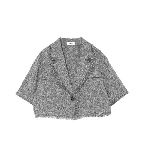 EVRIS「ハーフスリーブフリンジジャケット【セットアップ着用可能】」|テーラードジャケット|