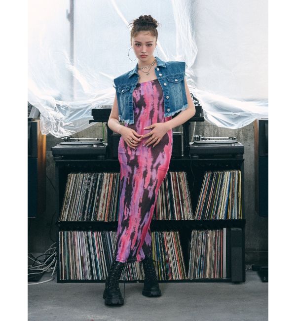 EVRIS「フリンジデザインデニムショートベスト」|デニムジャケット|