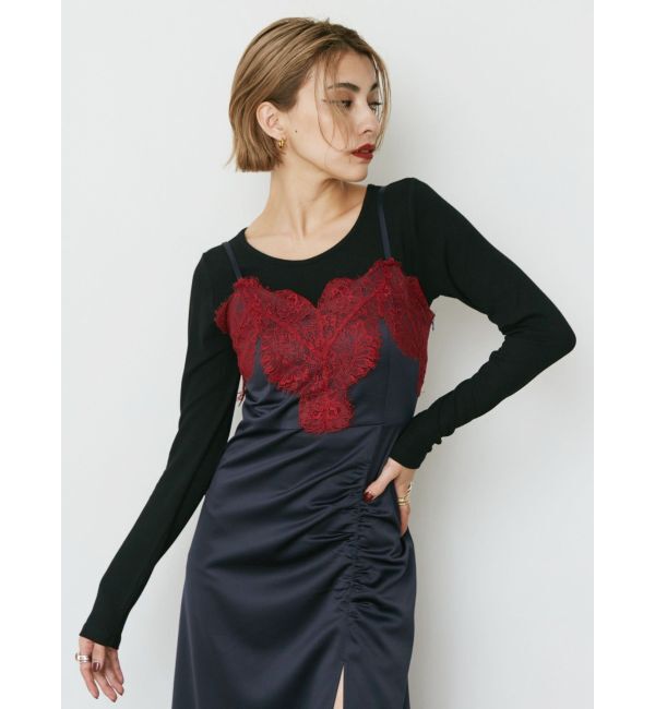 EVRIS「レースドッキングギャザーワンピース」|ワンピース|