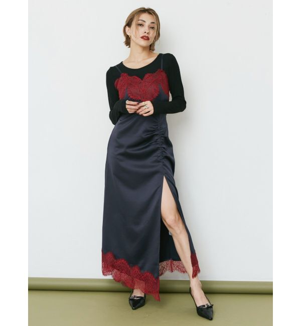 EVRIS「レースドッキングギャザーワンピース」|ワンピース|