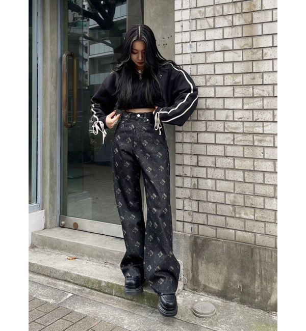 EVRIS「モノグラムシンプルワイドデニムパンツ」|デニム|