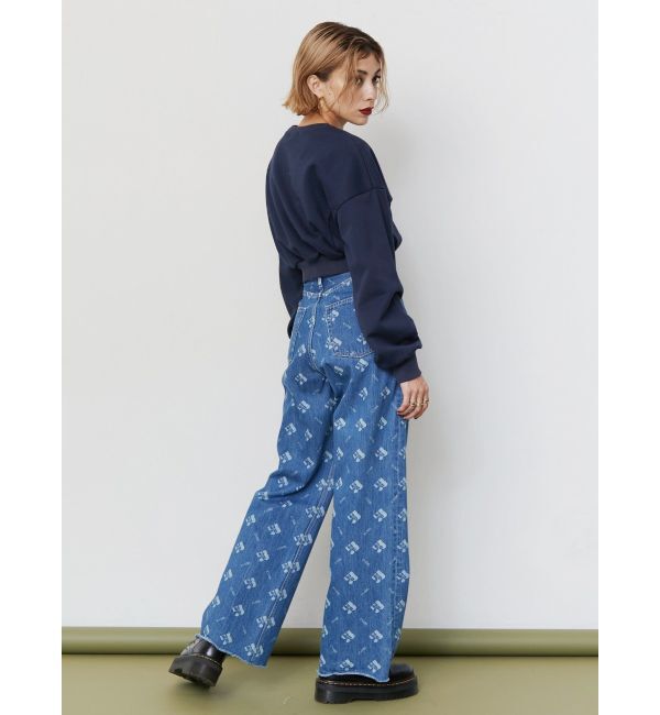 EVRIS「モノグラムシンプルワイドデニムパンツ」|デニム|