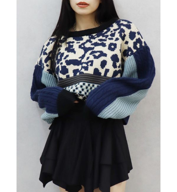 EVRIS「2WAYマルチパターンニットトップス」|ニット・セーター|ブラック