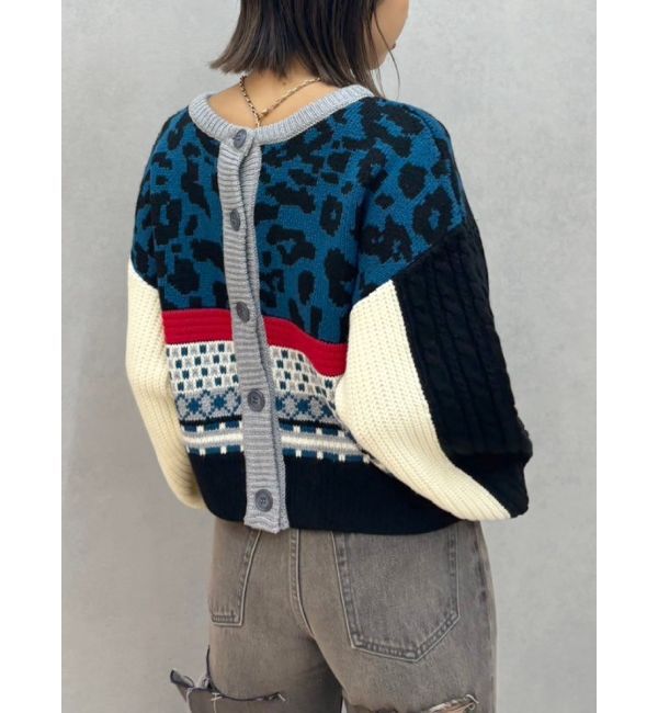 EVRIS「2WAYマルチパターンニットトップス」|ニット・セーター|ブルー